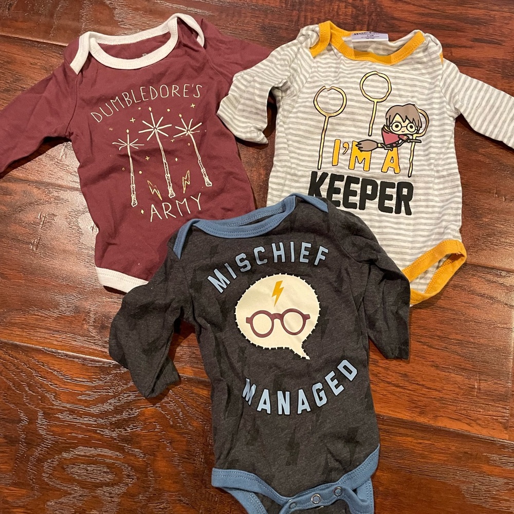 Harry Potter Long Sleeve Onesie Bundle Size 0-3 Months